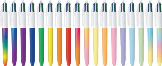 Stylos Bille 4 Couleurs x216 Ass Rétractables à Pointe Moyenne