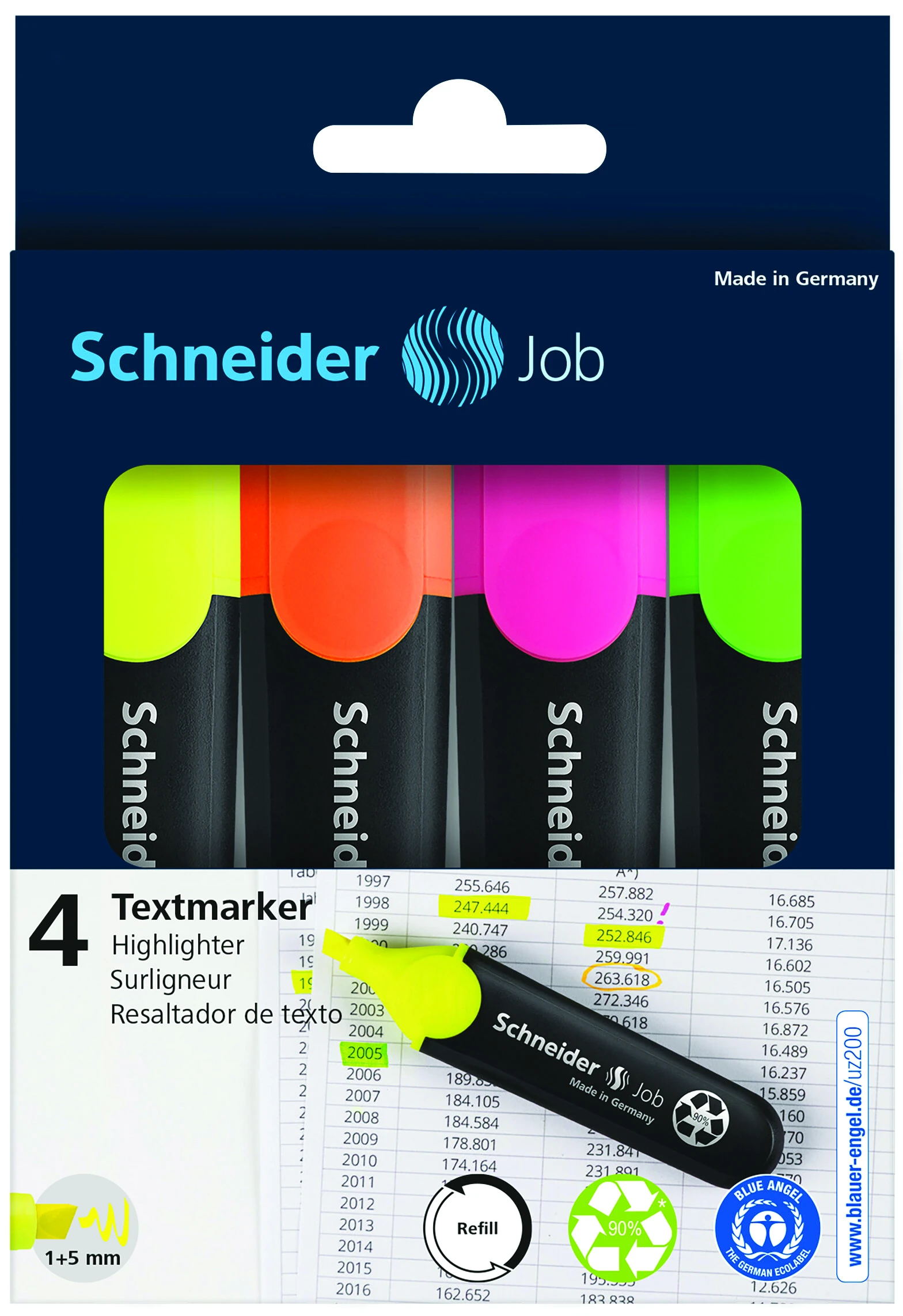 Surligneur Job assorti Pochette 4 pièces