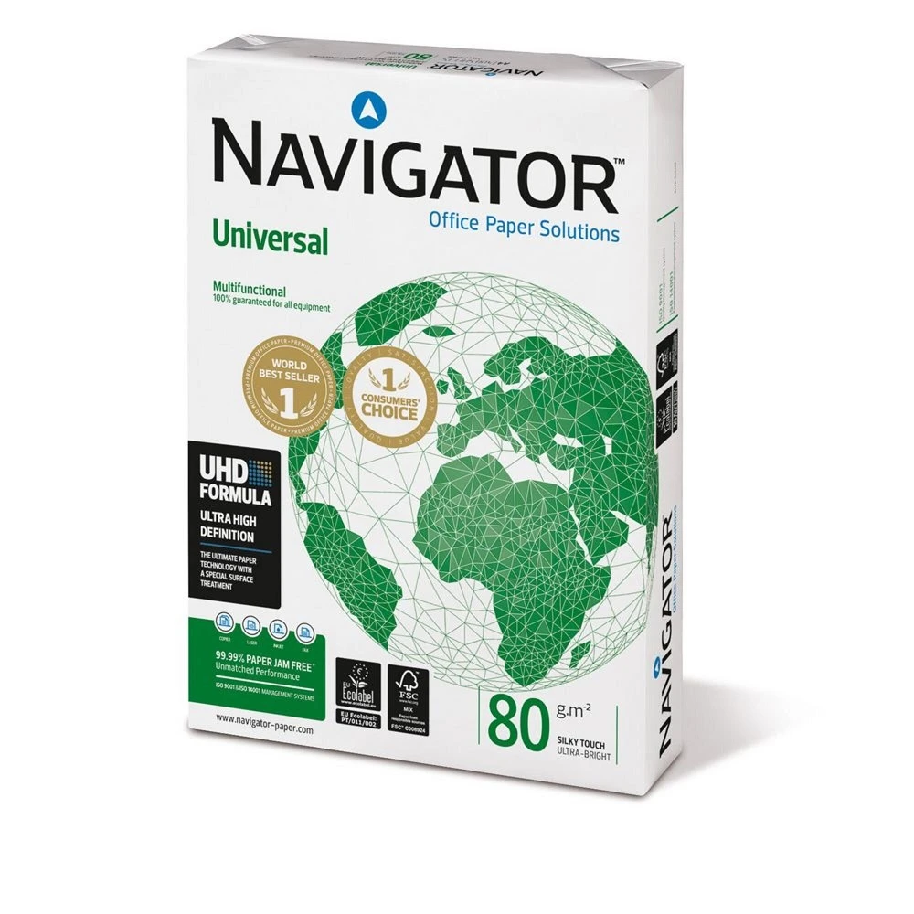 Papier multifonction blanc NAVIGATOR UNIVERSAL - 80 g - A4 - 169 CIE - Ramette de 500 feuilles