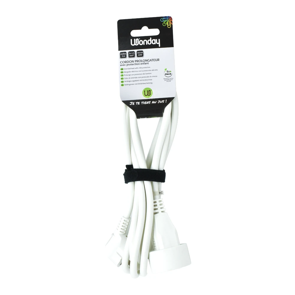 CORDON PROLONGATEUR LONGUEUR 3M BLANC