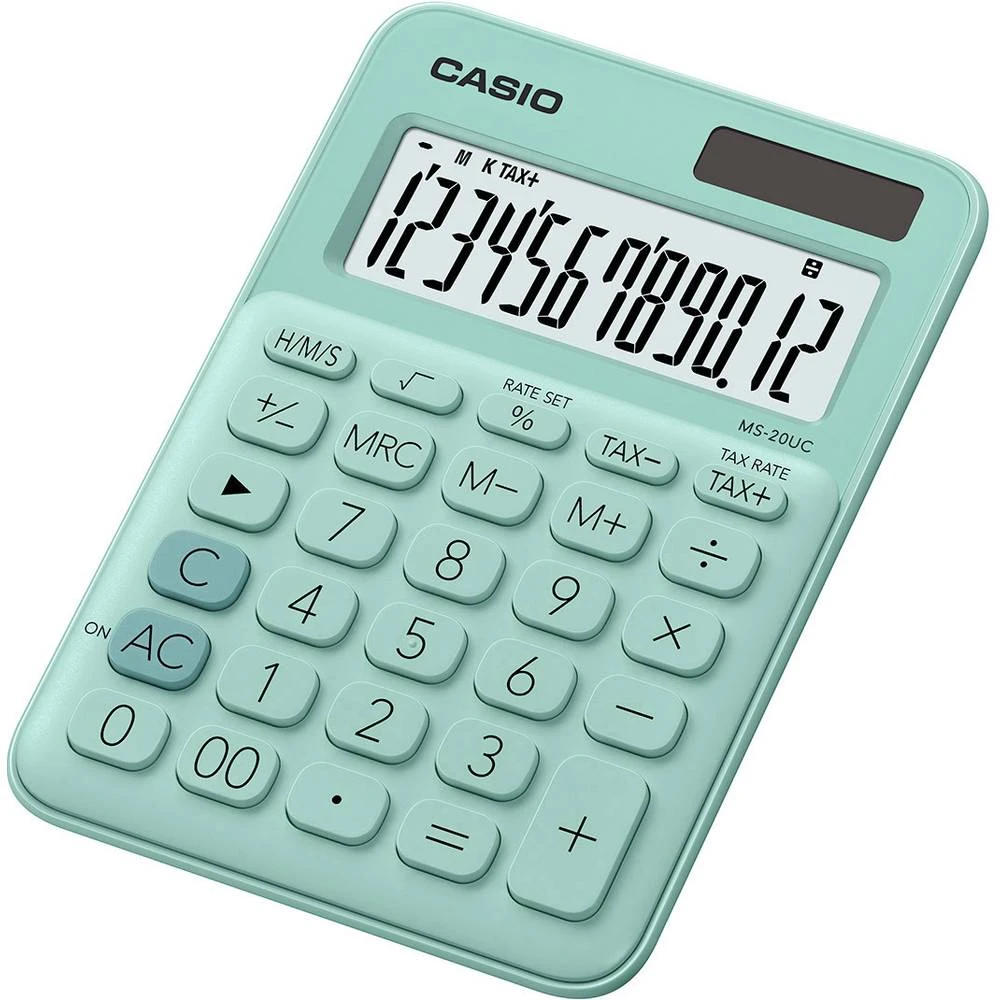 Calculatrice de bureau - MS20UC vert - Affichage 12 chiffres - Dim 150 x 105 x 23 mm