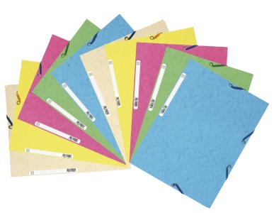 Chemises 3 rabats + élastiques A4 carte coloris pastel assortis