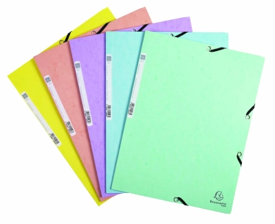 Chemises 3rab+élast. A4 carte AQUAREL assortis